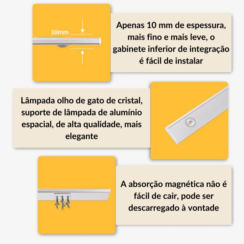 Luminária LED Magnética com Sensor de Movimento: Instalação Fácil e Design Moderno