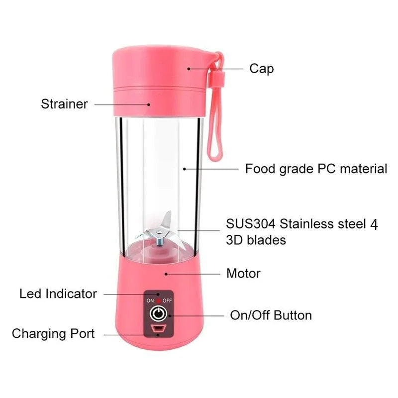 Mini Liquidificador Portátil Multifuncional: Suco Fresco em Qualquer Lugar