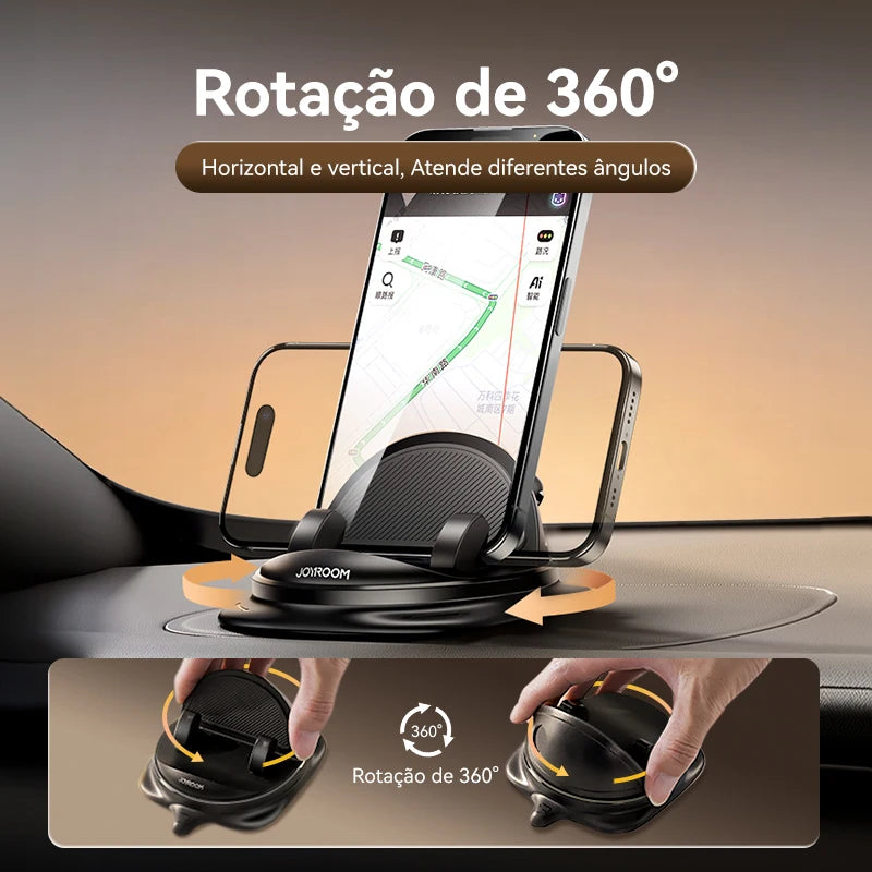 Joy360: Suporte Universal para Celular com Rotação Total e Operação com uma Mão